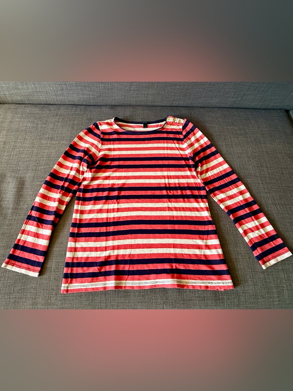 J. Crew Navy, Pink & Cream Striped Long-Sleeve Tee